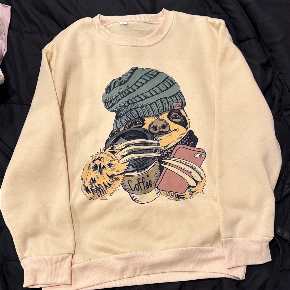 Cream Sloth Graphic Women’s Sweater
